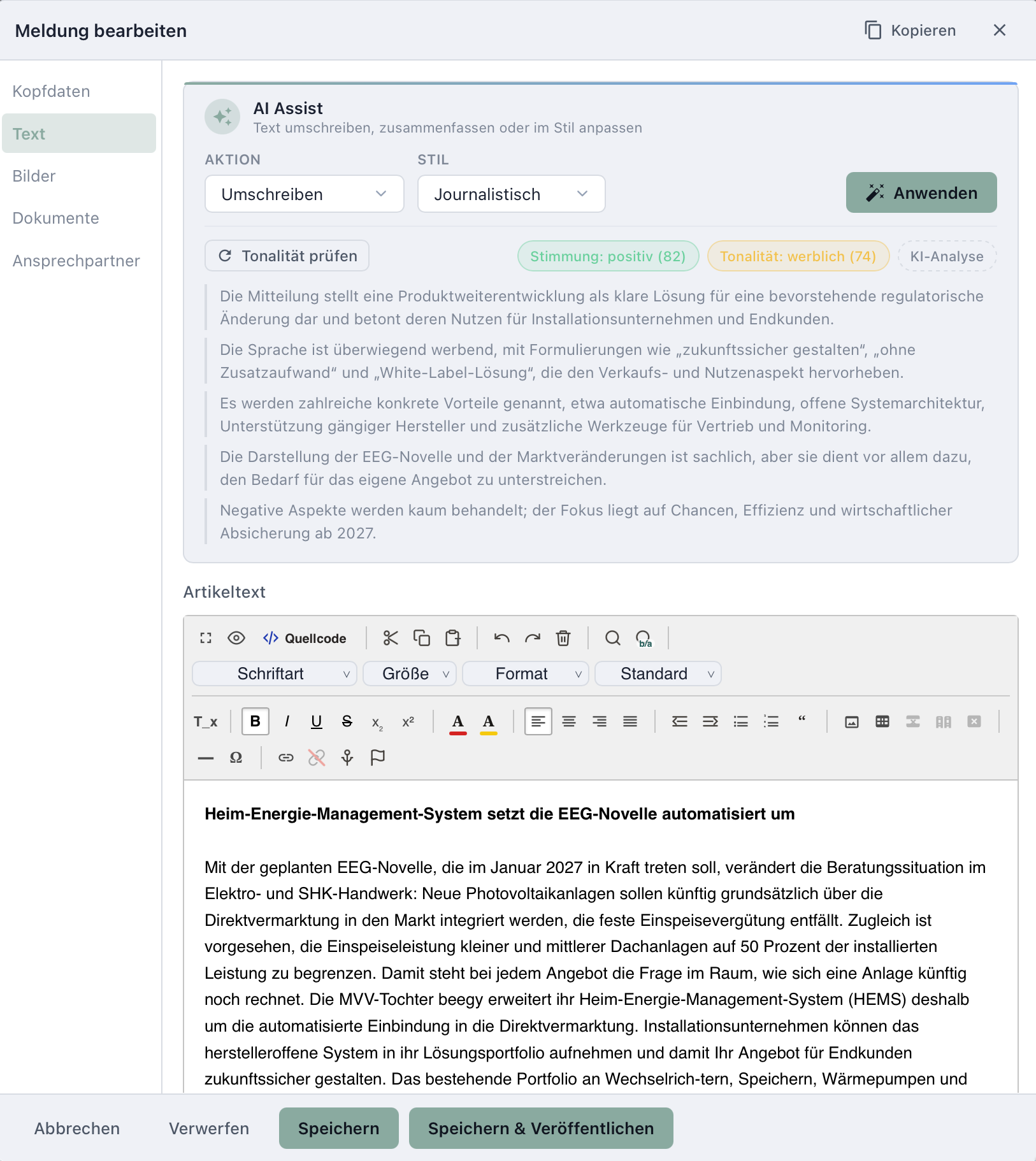 PressFile AI.Assist for news copy